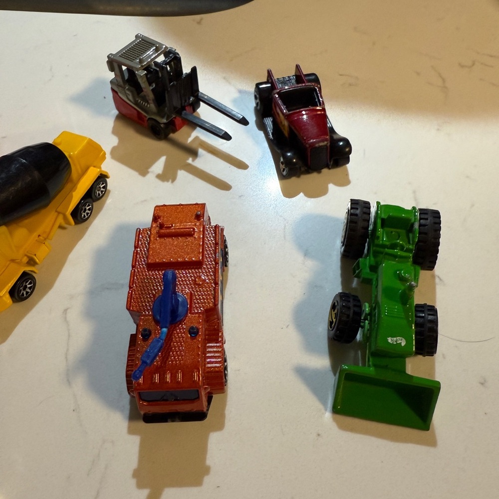 Green and Red Toy Construction Vehicles Set